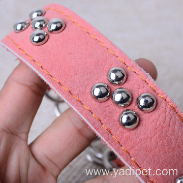 rivet polyester PU leather dog traction pet collar